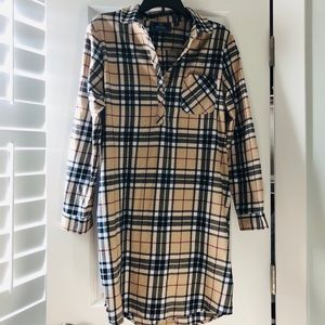Dakota plaid pocketed shirt dress
